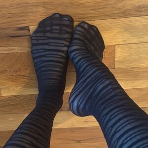 Black knee high sheer design socks
